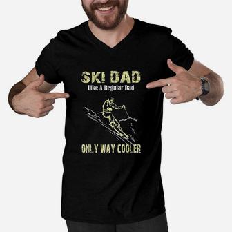 Funny Ski Dad Skier Gift For Fathers Skiing Men V-Neck Tshirt - Seseable