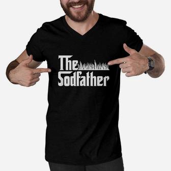 Funny The Sod Father Grass Cutting Lawn Men V-Neck Tshirt - Seseable