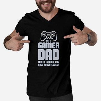 Gamer Dad Gift For Fathers Cool Dads Gaming Men V-Neck Tshirt - Seseable