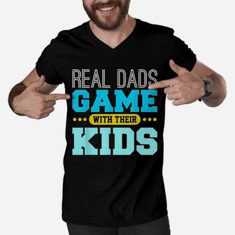 Gaming Fathers Day Gamer Dad Gift From Son Or Daughter Men V-Neck Tshirt - Seseable