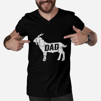 Goat Dad Greatest Of All Time Funny Fathers Day Men V-Neck Tshirt - Seseable