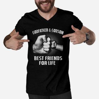 Godfather And Godson Best Friends For Life Men V-Neck Tshirt | Seseable FR