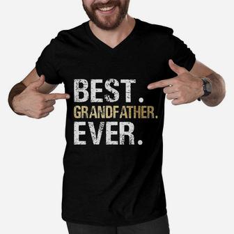 Granddaughter Grandson Best Grandfather Men V-Neck Tshirt - Seseable