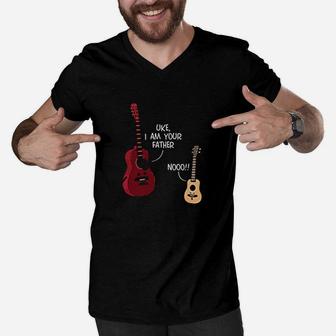 Guitar Fathers Day Uke I Am Your Father Music Dad Men V-Neck Tshirt - Seseable