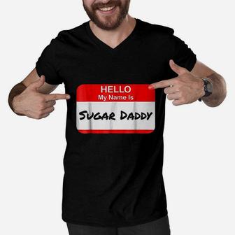 Hello My Name Is Daddy Pickup Charm Funny Men V-Neck Tshirt - Seseable