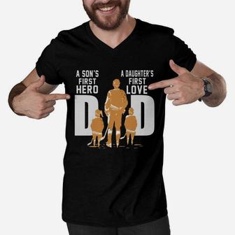 Hockey Dad Father Day Men V-Neck Tshirt - Seseable