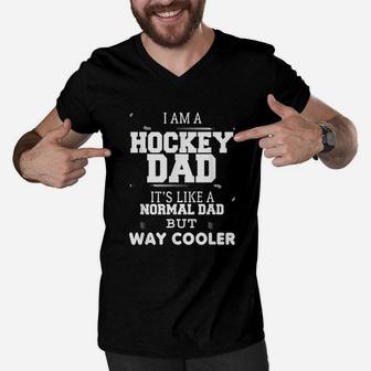 Hockey Dad Fathers Day Men V-Neck Tshirt - Seseable