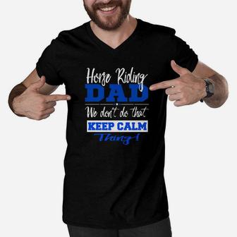 Horse Riding Dad For Show Jumping Fathers Tee Men V-Neck Tshirt - Seseable