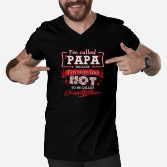 Hot Papa, dad birthday gifts Men V-Neck Tshirt - Seseable