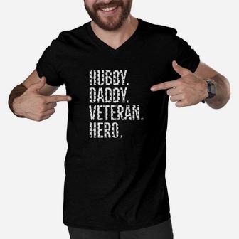 Hubby Daddy Veteran Hero Shirt, best christmas gifts for dad Men V-Neck Tshirt - Seseable