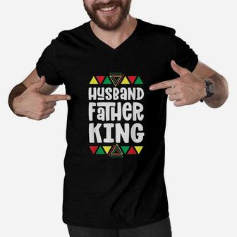 Husband Father King, best christmas gifts for dad Men V-Neck Tshirt - Seseable