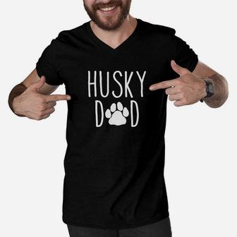 Husky Dad Dog Lover Gift For Fathers Day Daddy Papa Premium Men V-Neck Tshirt - Seseable