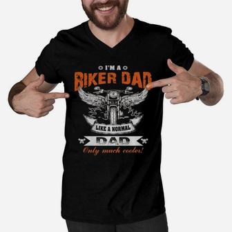 I Am A Biker Dad - Father - Hot Shirt Men V-Neck Tshirt - Seseable