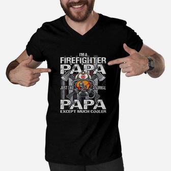 I Am A Firefighter Papa Just Like A Normal Grandma Except Much Cooler Men V-Neck Tshirt - Seseable