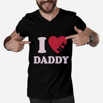 I Heart Love My Daddy Boy Girl Gift For Father Men V-Neck Tshirt - Seseable