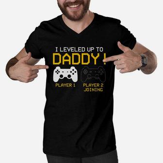 I Leveled Up To Daddy New Gamer Dad Gifts Men V-Neck Tshirt - Seseable