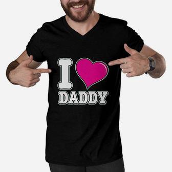 I Love Daddy, dad birthday gifts Men V-Neck Tshirt - Seseable