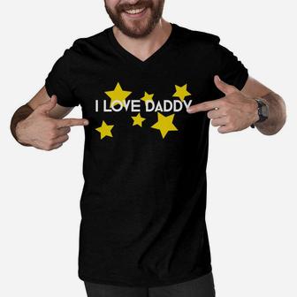 I Love Daddy Men Women Dad Fathers Day Gift Men V-Neck Tshirt - Seseable