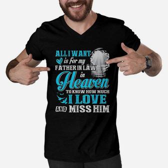 I Miss My Father In Law In Heaven Fathers Day Gifts Men V-Neck Tshirt - Seseable