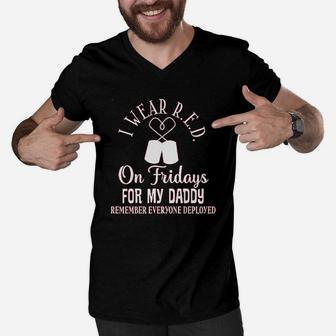 I Wear Red On Friday For Daddy, dad birthday gifts Men V-Neck Tshirt - Seseable