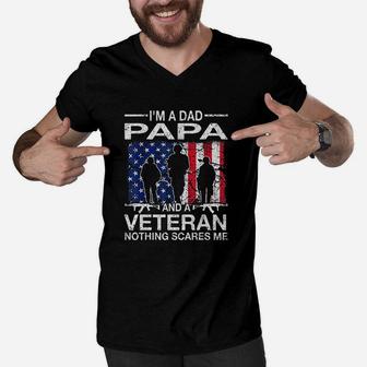 Im A Dad Papa And A Veteran Men V-Neck Tshirt - Seseable