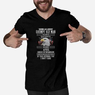 Im A Grumpy Old Man Born In April Fathers Day Men V-Neck Tshirt - Seseable