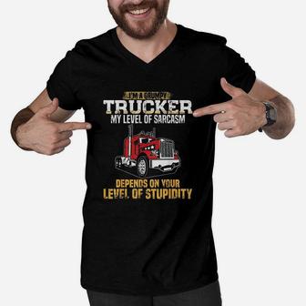 Im A Grumpy Trucker Funny Truck Driver Gifts Trucking Dads Men V-Neck Tshirt - Seseable