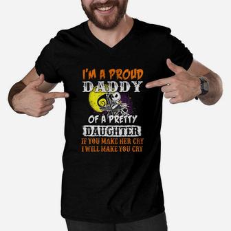 Im A Proud Daddy Of A Pretty Daughter Men V-Neck Tshirt - Seseable