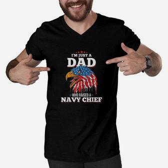 Im Just A Dad Who Raised A Navy Chief Navy Chiefs Men V-Neck Tshirt - Seseable