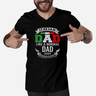 Italian Dad Like A Normal Dad Except Much Cooler Fathers Day Premium Men V-Neck Tshirt - Seseable