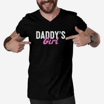 Kids Daddys Girl Pink Text Kids Fathers Day Premium Men V-Neck Tshirt - Seseable