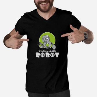 Kids Robotics Boys Daddys Little Robot Science Men V-Neck Tshirt - Seseable