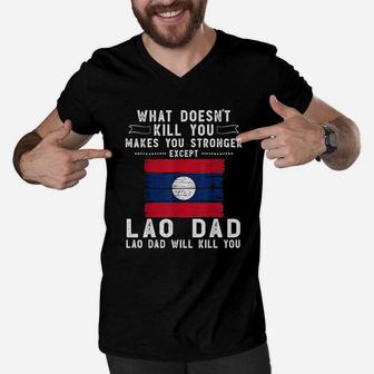 Laos Dad Gifts Fathers Day, dad birthday gifts Men V-Neck Tshirt - Seseable