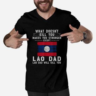 Laos Dad Gifts For Men Fathers Day Men V-Neck Tshirt - Seseable