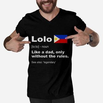 Lolo Filipino Grandpa Definition Funny Fathers Day Men V-Neck Tshirt - Seseable