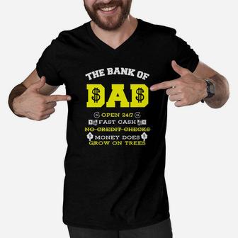 Mens Bank Of Dad Fathers Day Funny Daddy Gifts Premium Men V-Neck Tshirt - Seseable
