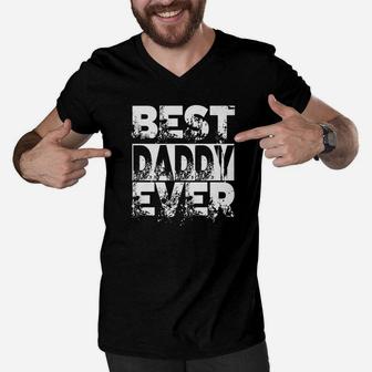 Mens Best Daddy Ever Shirt Gifts For Dad For Fathers Day Premium Men V-Neck Tshirt - Seseable
