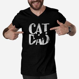 Mens Cat Dad Fathers Day Gift For The Best Cat Dad Ever Premium Men V-Neck Tshirt - Seseable