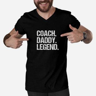 Mens Coach Daddy Legend, best christmas gifts for dad Men V-Neck Tshirt - Seseable