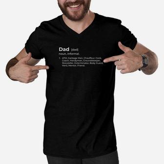 Mens Dad Noun Dictionary Atm Fathers Day Funny Premium Men V-Neck Tshirt - Seseable
