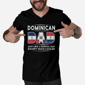 Mens Dominican Republic Dad Is Cooler Promoted To Daddy Men V-Neck Tshirt - Seseable