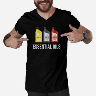 Mens Funny Mechanic Dad Fathers Day Shirt Dads Essential Oils Men V-Neck Tshirt