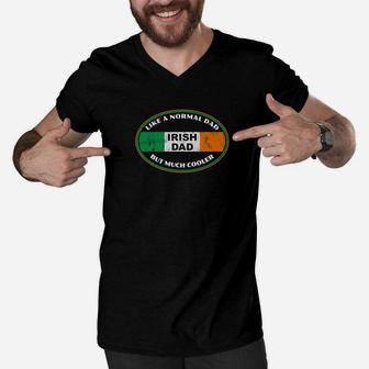 Mens Irish Dad Funny Ireland Flag Celebrate Heritage Pride Father Premium Men V-Neck Tshirt - Seseable