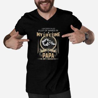 Mens Ive Been Called A Lot Of Names But Papa Is My Favorite Premium Men V-Neck Tshirt - Seseable