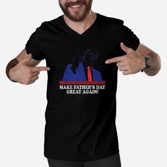 Mens Mens Make Fathers Day Great Again Fathers Day Gift Premium Men V-Neck Tshirt - Seseable