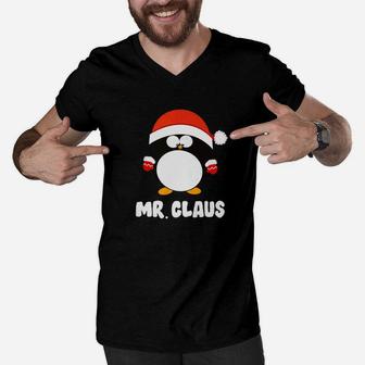 Mens Mr Claus Shirt Mr Mrs Claus Pajama Santa Costume Outfit Papa Men V-Neck Tshirt - Seseable