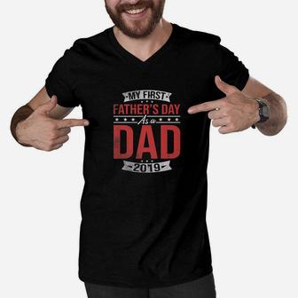 Mens My First Fathers Day As A Dad Fathers Day Gifts Men V-Neck Tshirt - Seseable