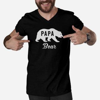 Mens Papa Bear Best Fathers Day Gifts For Father Grandpa Men V-Neck Tshirt - Seseable