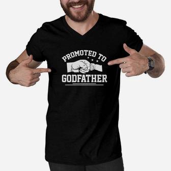 Mens Promoted To Godfather Uncle Fathers Day Gift 2 Men V-Neck Tshirt - Seseable