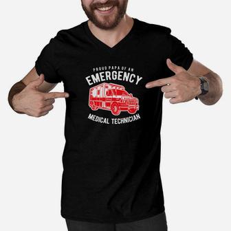 Mens Proud Papa Of An Emergency Medical Technician Men V-Neck Tshirt - Seseable